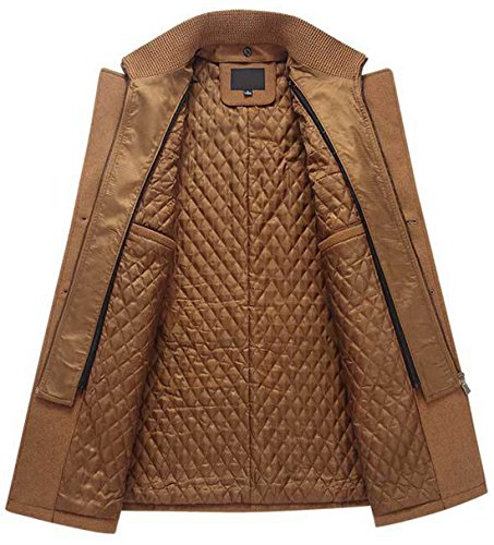 Image of chouyatou Men's Gentle Layered Collar Single Breasted Quilted Lined Wool Blend Pea Coats