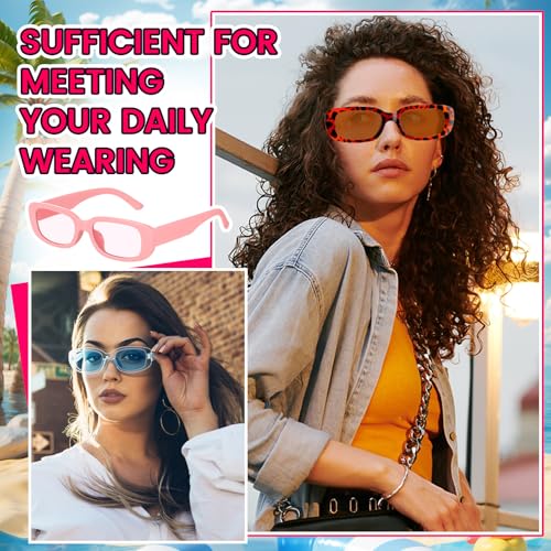 Image of Ecally 24 /36 Set DIY Rectangle Sunglasses Kit for Women Vintage Trendy Sunglasses to Decorate for 90s Crafts Party