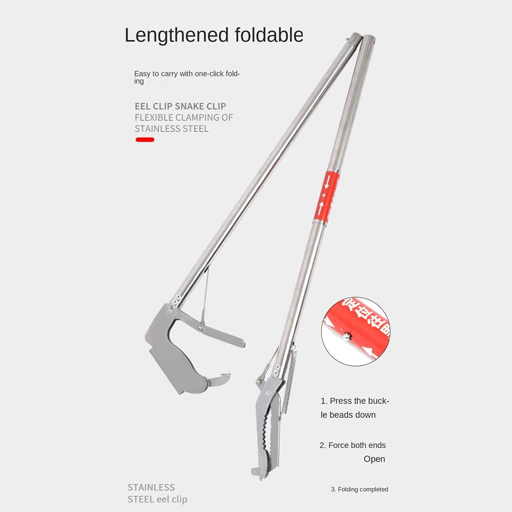 Pinze raccogli serpenti multiuso da 150 cm, in acciaio inox, con impugnatura larga