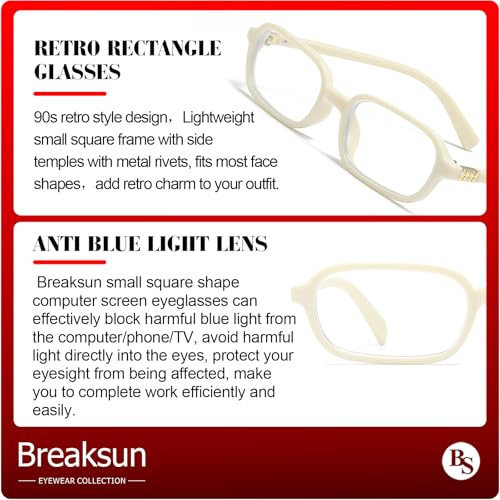 Image of Breaksun Retro Rectangle Glasses for Women Men Small Square Blue Light Blocking Glasses Vintage Eyeglasses
