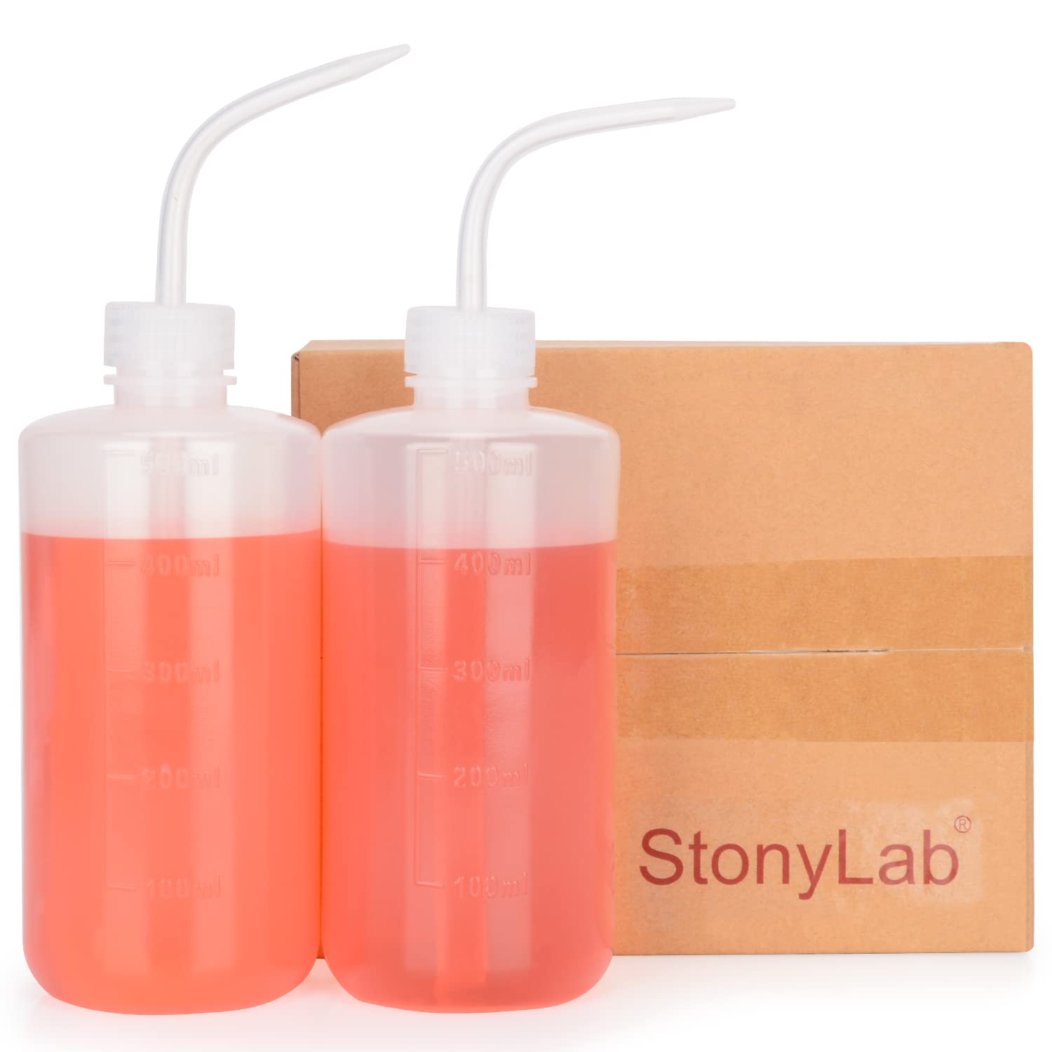stonylab 2er Pack 500 ml Waschen Flasche Kunststoff, Squeeze Flasche Spritzflasche, LDPE Material mit schmalem Mund, Squeeze Wash Bottle für Laborreinigung Pflanzenbewässerung, 17 oz