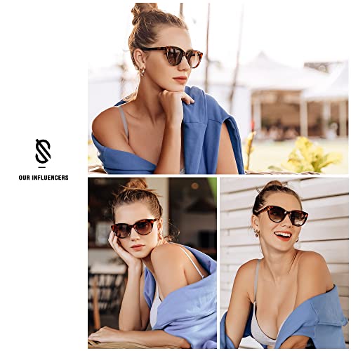 SOJOS Trendy Polarized Sunglasses for Women,Retro Cat Eye Womens Sun Glasses SJ22212