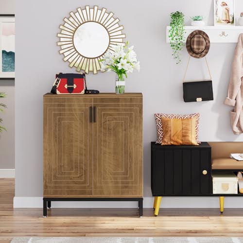 Image of Tribesigns Shoe Cabinet with Doors, 20 Pairs Entryway Shoe Storage Cabinet with Shelves, 5-Tier Modern Free Standing Shoe Racks Storage Organizer for Living Room (Light Brown)