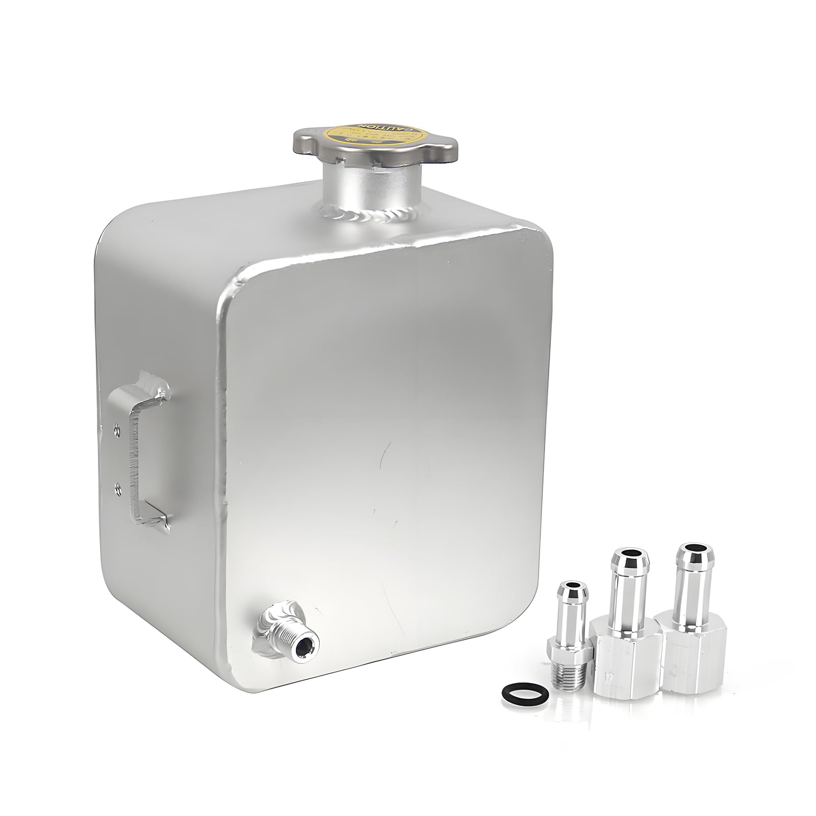 RYANSTAR Universal 2L Water Coolant Expansion Overflow Water Tank Reservoir Complete Header kit Aluminium Alloy Silver (Polished)