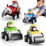 Eterfun Press to Go Car Toy for Toddlers 1-3, 4 in 1 Engineering Vehicle Racing Cars Infant Play Set, Push and Go Car Baby Toys for 6-9-12-18 Months, 1st Birthday Gifts for 1-2 Years Old Boys Girls