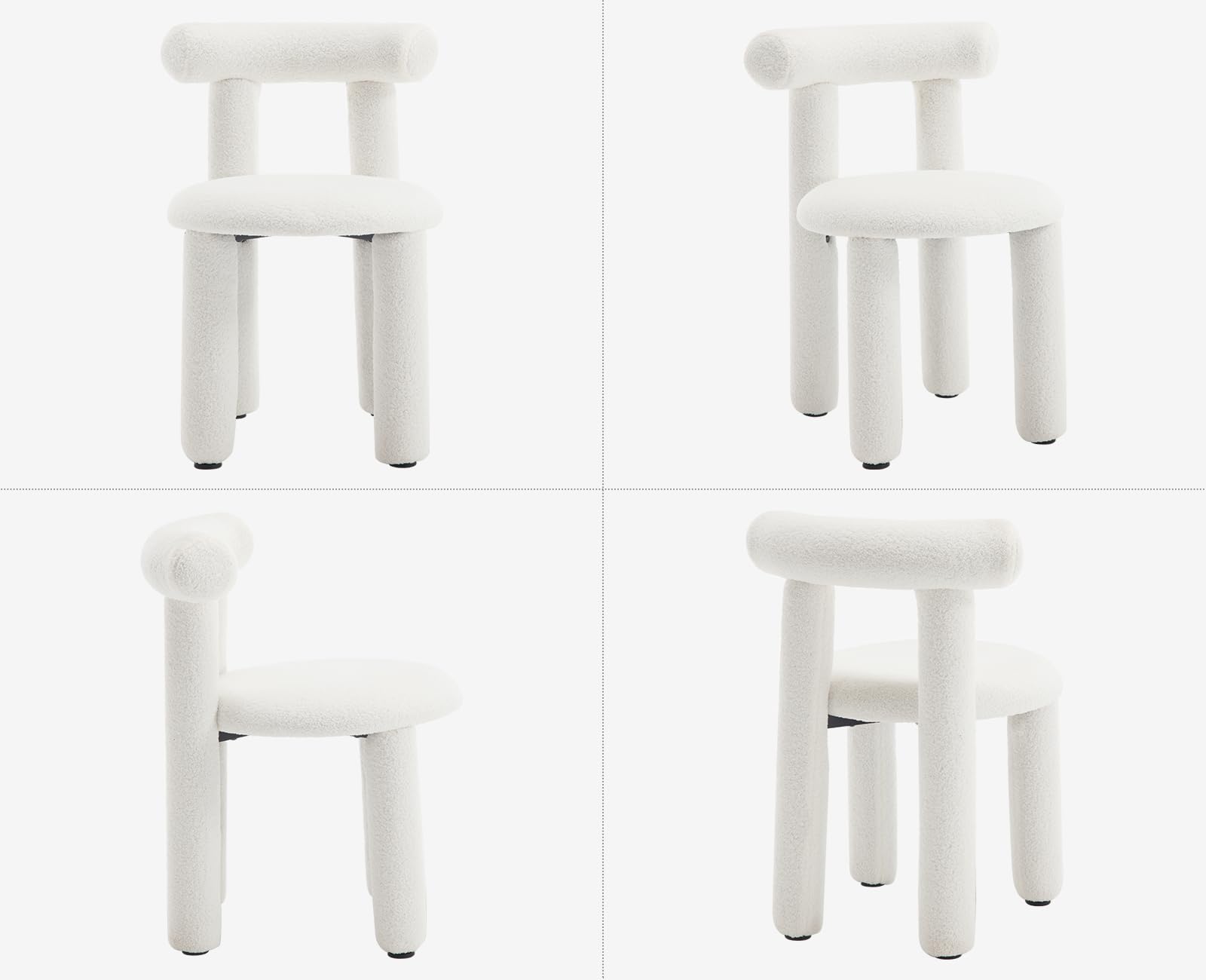 chairus Kitchen Dining Chairs Set of 2 Faux Fur Armless Side Chairs Upholstered Accent Chairs for Dining Room (White) — view 7