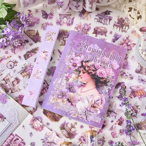 Image of Alokik Enterprise Flowing Light Gathering Nostalgic Dreams Retro Romance Decorative Sticker Book Vintage Aesthetic Scrapbook Stickers for Journaling, Planners, DIY Crafts & Phone Decoration