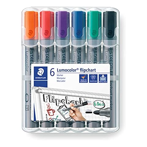 STAEDTLER 356 WP6 Lumocolor Flipchart Markers - Assorted Colours (Pack of 6) Cover