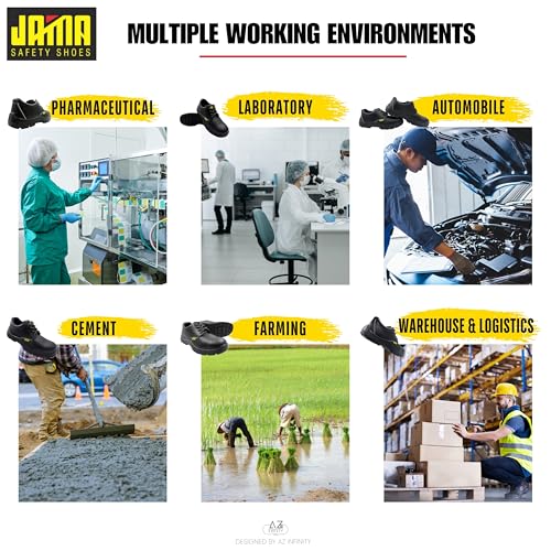 Image of Jama JM003 Safety Shoe for Heavy Duty Work | Professional Look, Micro Fiber Washable Upper Ideal for Hospital, Warehouse, Pharmaceutical Industry & Labs, Steel Toe | Size 05 UK /INDIA