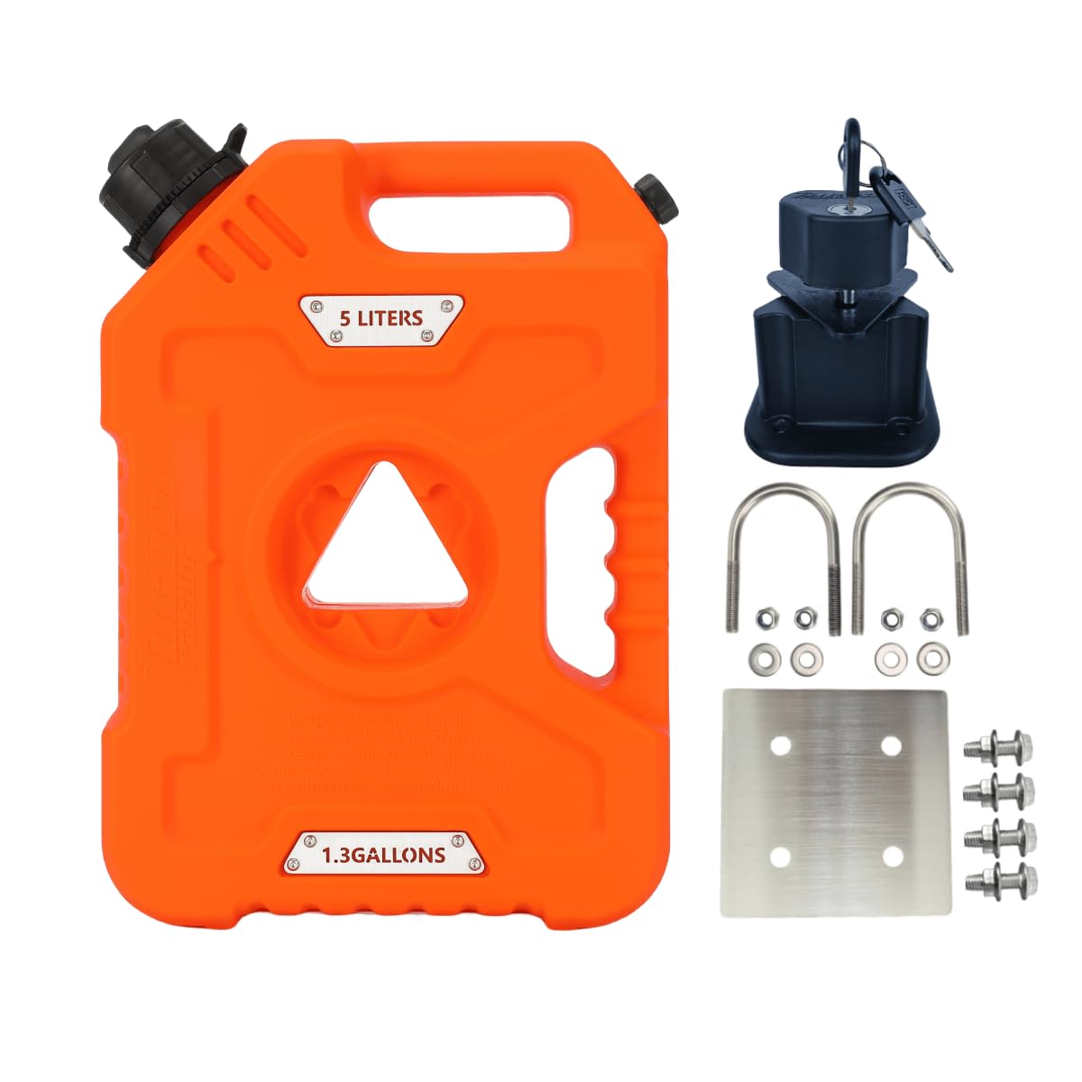 5L Portable Fuel Drum Canister Gasoline Container Reserve Plastic Petrol Tank Diesel Storage Can Fit for Motorcycle SUV ATV Cars Boat Offroad (5L Orange with Bracket 304SS)