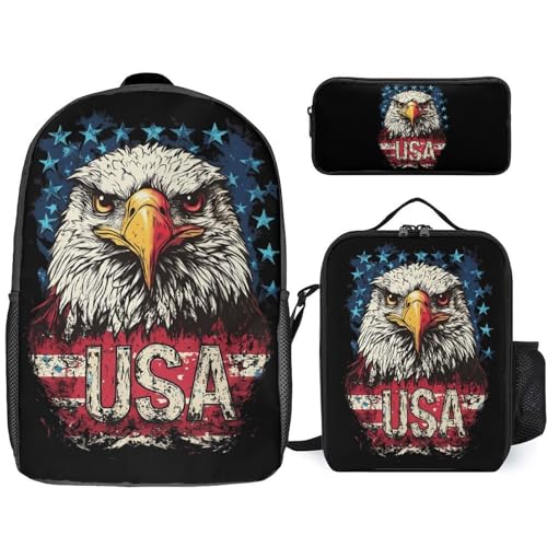 Ea-gles Flag USA Large Travel Backpacks Carry on Backpack Weekender Bag with 2 Storage Pockets for Men And Women