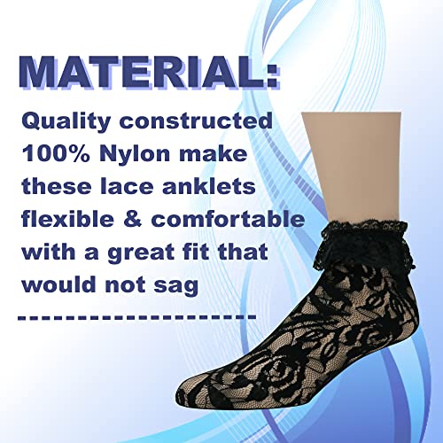Image of EMEM Apparel Women's Lace Anklet Socks with Ruffle