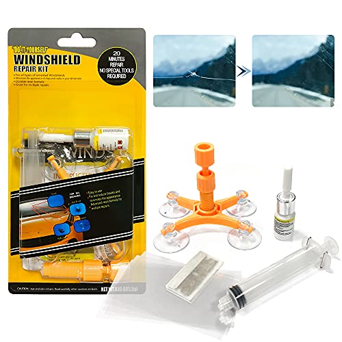 Reparation Pare Brise Avec Résine de Réparation de Pare-brise Pour Réparer Les Éclats de Fissure de Pare-brise de Voiture, Bulls-Eye, Toile D'araignée, en Forme D'étoile, Croissants Demi-lune