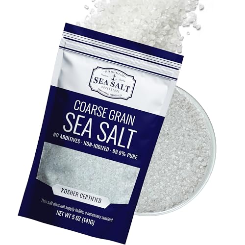 Coarse Grain Kosher Sea Salt for Grinder, Non-Iodized & Natural Replacement for Table Salt, 5 oz Bag