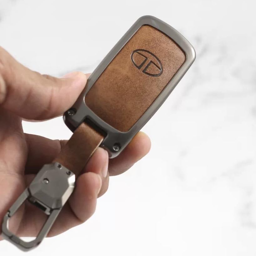 Image of Metal Keycover for Punch, Harrier, Nexon, Altroz, New Safari, Tiago, Tigor - 3 Button Flip Key (Metal Leather)