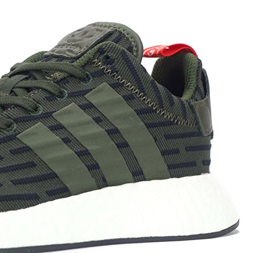 adidas NMD_R2 Herren Schuhe, Dunkelgrün/Schwarz/Weiß, 41 EU, Dunkelgrün, Schwarz, Weiß, 41 1/3 EU – Ansicht 4