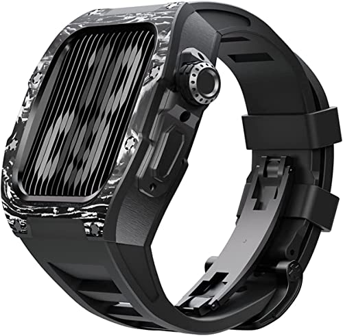 Bracelet de montre en caoutchouc fluororubber noir pour boîtier Apple Watch SE
