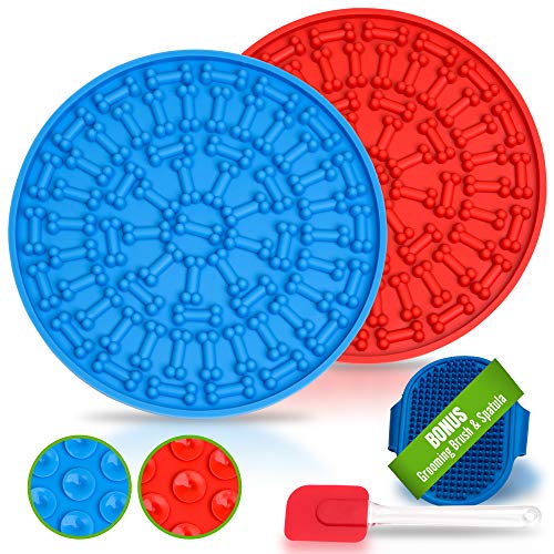 MozartPets Dog Lick Mat (4 Pcs) - Lick Mat for Dogs & Cat - Dog Cat Gift - Dog Lick Mat for Anxiety - Dog Peanut Butter Lick Pad - Dog Lick Pad - Dog Licking Mat - Dog Licking Pad & Puppy Lick Mat