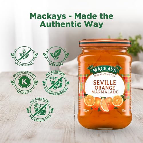 Image of Mackays Seville Orange Marmalade 340g | Made with Real Seville Oranges | Traditional Copper Pan Cooked | Vegan | Imported from Scotland