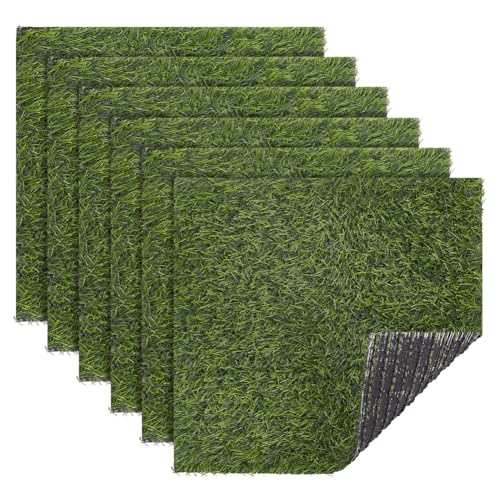 FINGERINSPIRE 6 Pz Tappeto Quadrato in Erba Artificiale 31x30.5cm in Plastica Erba Finta Toppa Verde Giardino Prato Piastrelle Tappeto Erboso Tappetino in Erbe Finta per Cani Patio Interno Esterno