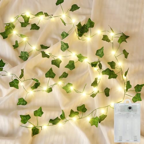 33Ft Vines with Lights Battery Operated, 100 LED Artificial Ivy G...