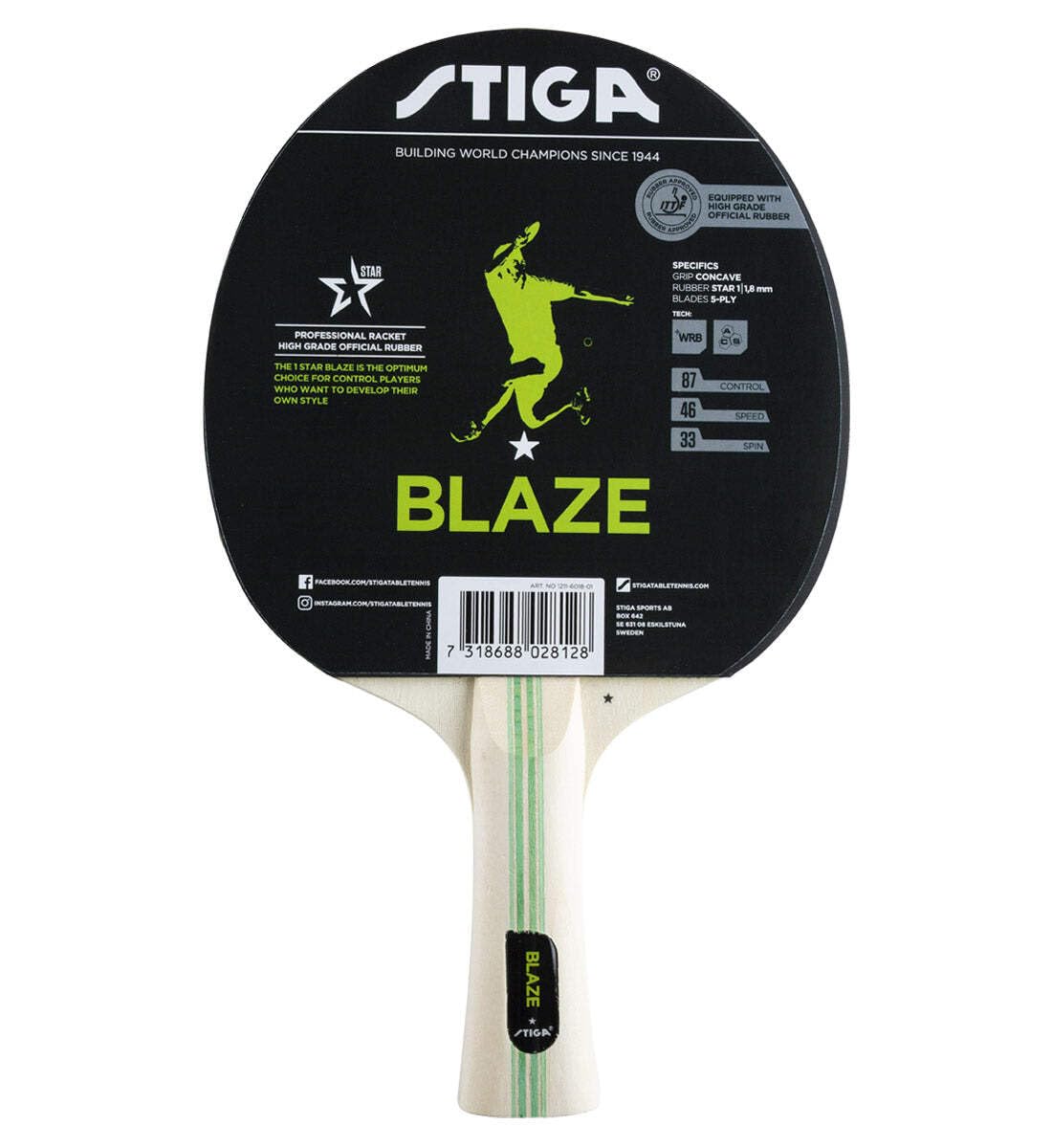 stiga blaze t.t. bat intermediate table tennis racket