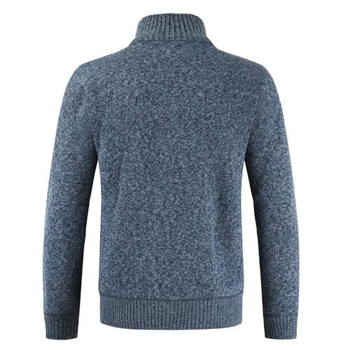 Men's Zip Up Closure Long Sleeve Sweater Warm Knitted Cardigan Solid Sweater Thick Stand Collar Casual Sweaters3