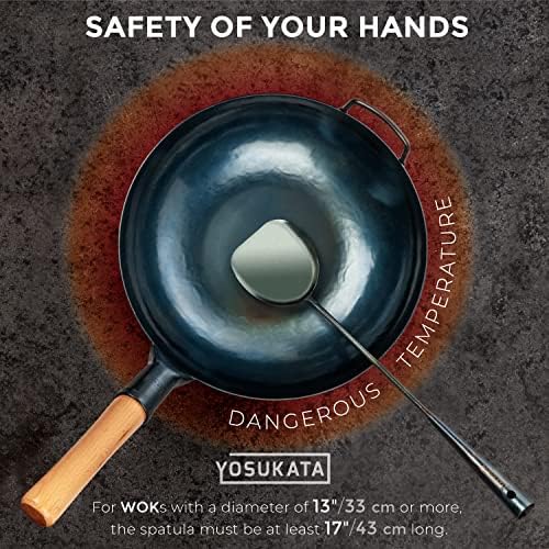 YOSUKATA Pre-Seasoned Wok Utensils Set - Blue Carbon Steel 17-inch Wok Spatula, Wok Ladle, 3 pairs Chopsticks - Durable Asian Cooking Tools - Thumbnail 3