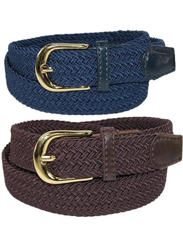 CTM Women's Elastic Braided Stretch Belt (Pack of 2 Colors)4