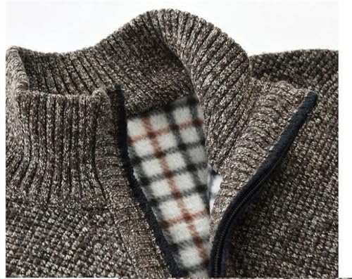 Mens Sweater Vest Trendy Plaid Turtleneck Knit Vest Zipper Fly Cardigan Sleeveless Business Waistcoat4