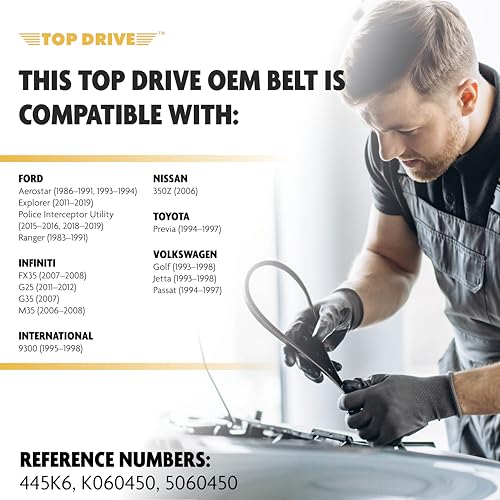 Image of Top Drive, 6PK1143, Premium Engine EPDM Serpentine Belt, 45.55 inch Length | 6-Rib, Automotive Replacement Serpentine Belt, Equivalent References K060450 and 5060450