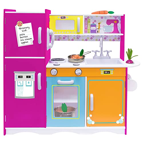 Preescolar, Toy Kids House Cocina de Madera Ultimate Big and Bright, Cocinita de Juguete para Niñas Multicolor, Fabricada en Madera, Incluye Teléfono Inalámbrico y Perillas...