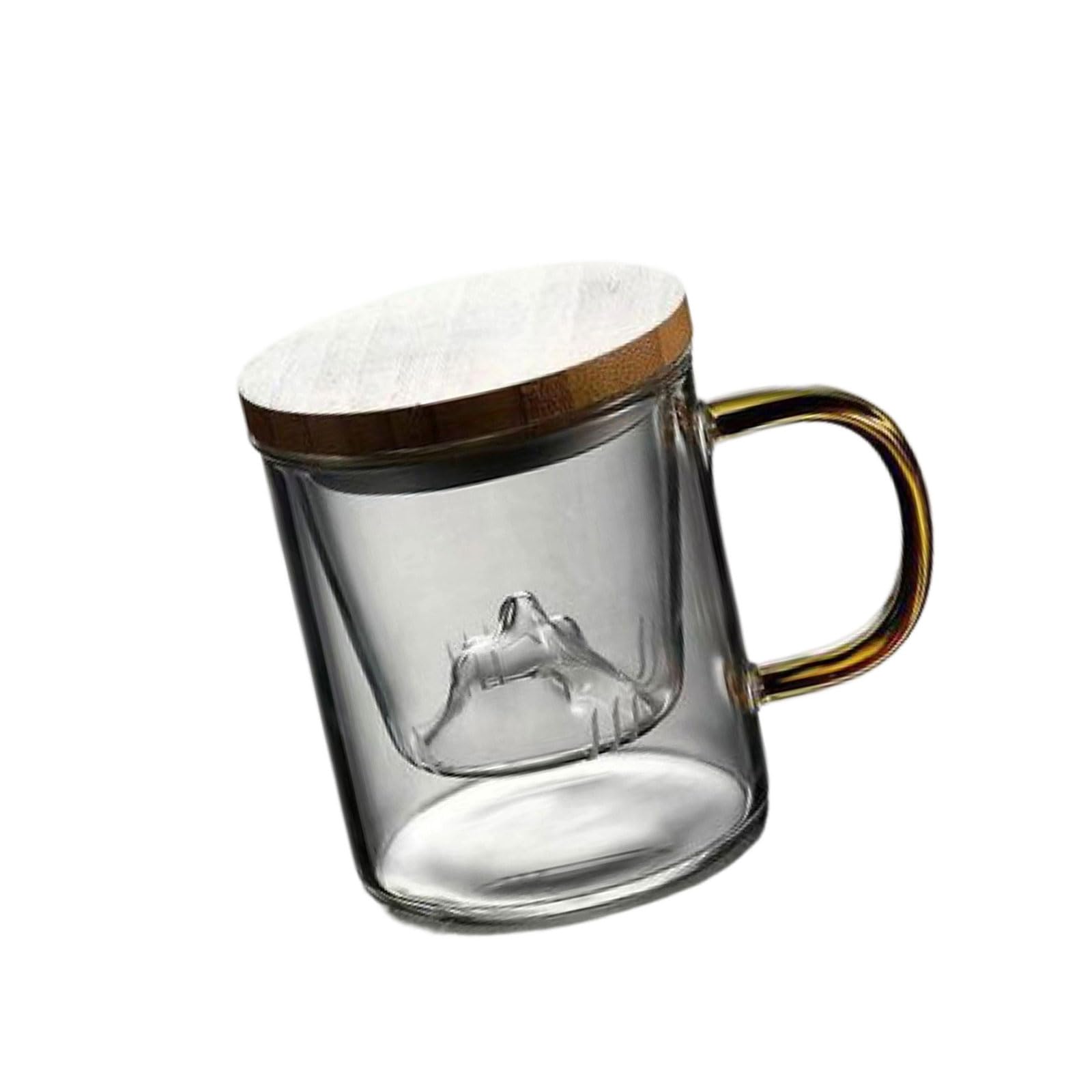 Hsyzygian Borosilicate Glass Tea Cup with Lid and Strainer for Hot Cold Drink Drinking Mug Tea Infuser Cup