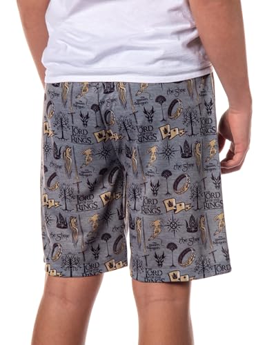 The Lord of The Rings Men's The Shire Green Dragon Map Sleep Pajama Shorts for Adults4