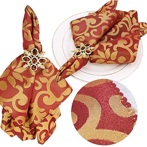 Cloth Dinner Table Napkin 17 x 17 Inch 1 Dozen Polyester Set of 12 Machine Washable Holiday/Christmas/Restaurant/Wedding/Hotel/Daily Tabletop Accessories (Napkin 17" RED 2, 12) Cover