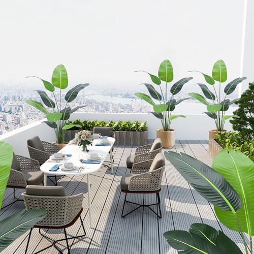 GarveeHome Artificial Bird of Paradise Plant 5FT (60 in) Fake Palm Tree for Indoor Outdoor Modern Decor Faux Plants for Home Office Perfect Housewarming Gift with 10 Trunks Faux Leaves 1 Pack