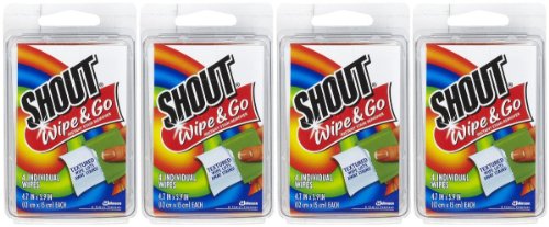 Shout Stain Remover Wipes, Travel Size - 4 ct - 4 pk