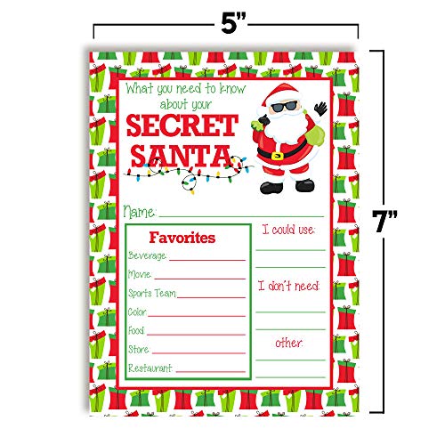 Get To Know Your Secret Santa Christmas Holiday Gift Idea Fill In Cards, Ten 5" X 7" Fill In The Blank Cards By Amandacreation #TOP4
