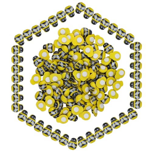 DNDGDLUA 100 unidades mini abejas, de madera autoadhesivas, abejas pintadas, adornos de espalda plana, decoración de abejas, para manualidades, álbumes de recortes, decoración de fiestas, decoración