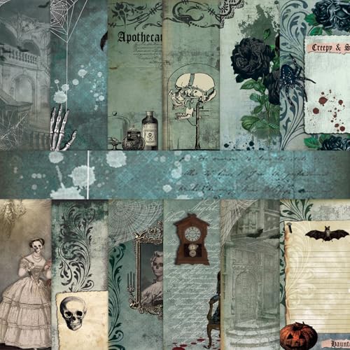 PRSTINCOL Gothic Horror Scrapbook Paper Pack,24 Sheets 8x5.5 Inch...