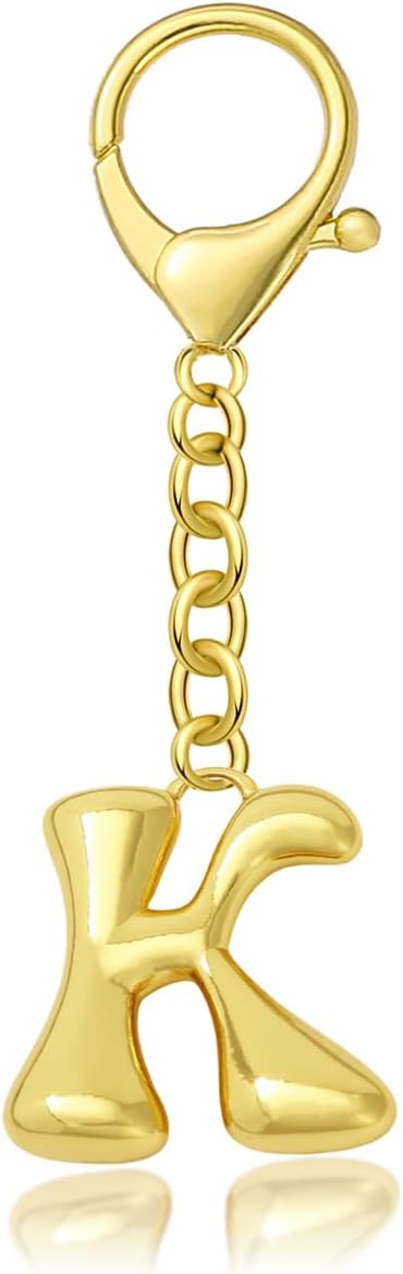 Bubble Gold Letter Bag Charms for Women, Cute Initial Keychain for Handbags, Purse Charms Valentines Day Gifts