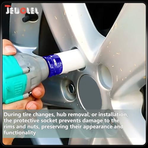 Image of 17mm 1 /2 inchDrive Wheel Protector Impact Socket, Lug Nut Impact Socket | 6 Point, Non-Marring, Thin Wall, Deep Socket, Wheel Protector, Protective Socket, Color-Coded, Cr-Mo Steel, Hand Repair Tool
