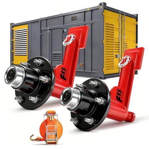 2 Pack Shipping Container Wheels 6-Lug Wheels Kit, Shipping Container Accessories, Heavy-Duty Shipping Container Axles with Heavy Duty Ratchet Tie Down-Moves 20ft - 40ft, Shipping Container