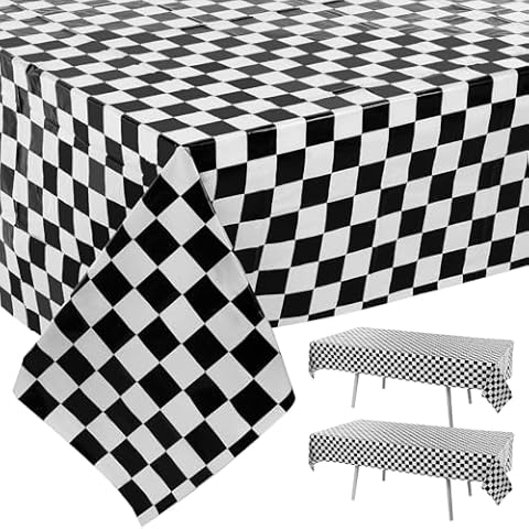 Grevosea Disposable Checkered Tablecloth Set Cover