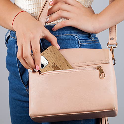 Caseyard Wood Phone Case For Iphone 11 Laser Engraved Mermaid On The Moon Design Cherry Wood Compatible Iphone Case Protective Shockproof Slim Fit Cell Phone Cover For Men & Women #TOP4