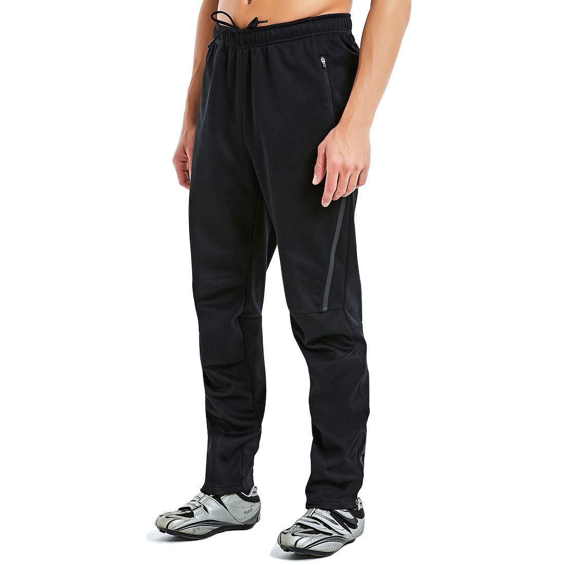 CATENA Men's Winter Cycling Trousers Water-Repellent Softshell Hiking Trousers Windproof Outdoor Trousers Fleece Warm Thermal Trousers Ski Trousers Trekking Trousers, black, L