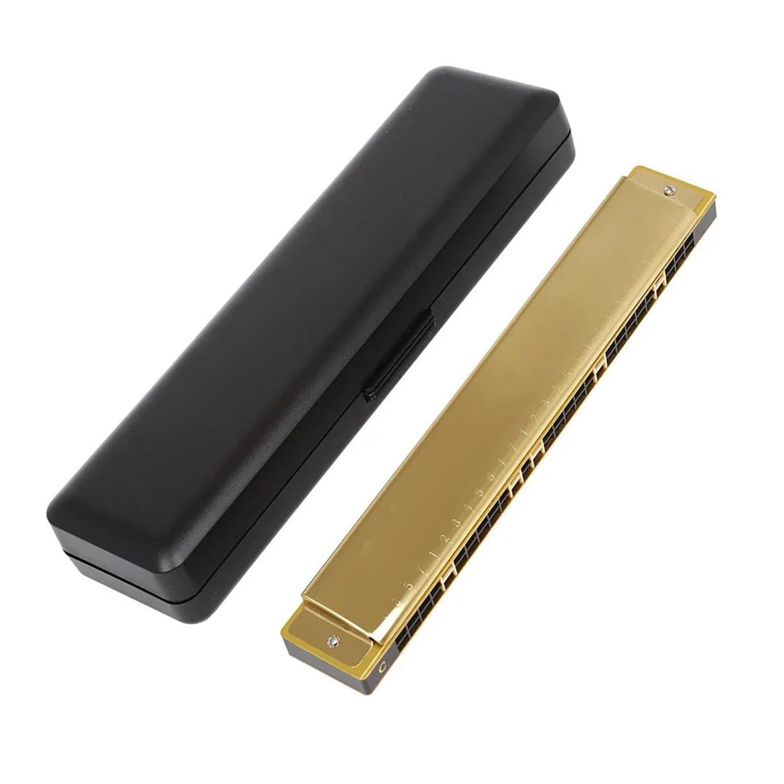 Armonica Blues Armonica A 28 Fori C Professionale | Armonica a 28 buche Polifonia Accento C Principianti Strumenti a fiato professionali(Gold)