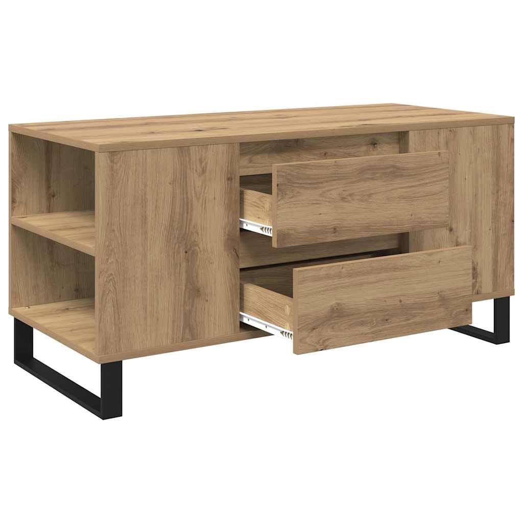 Mesa de centro de roble Artisan, 102 x 44,5 x 50 cm, material de madera, estructura de madera robusta, diseño moderno, estantería que ahorra espacio para pequeñas salas de estar, balcones y