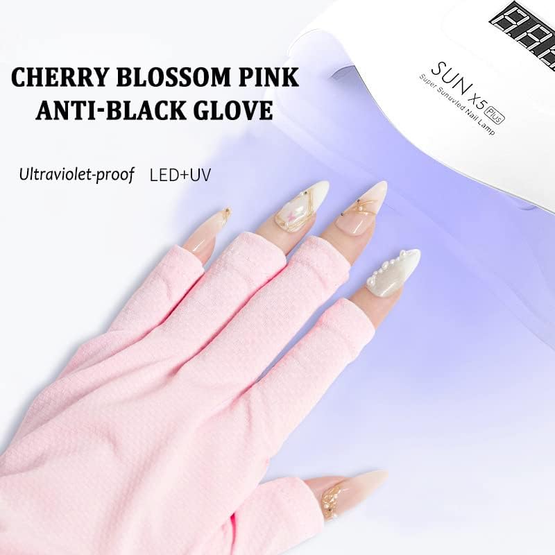 UV Gloves UV Shield Gloves for Gel Manicure, Light Protection Gloves for Gel Nail Lamp, Nail Art Fingerless UV Light Glove to Protect Hands from UV Light Lamp Dryer (1 Pair)