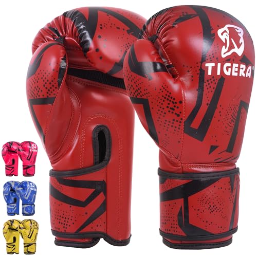 Boxhandschuhe für Herren, Damen, Kinder, Kickboxen, MMA, Kampfsport, Sparring, Schwerer Boxsack für Erwachsene, 4, 6, 8, 10, 12, 14, 16 g, Muay Thai Junior Workout Punches Fights (113 g, rot)